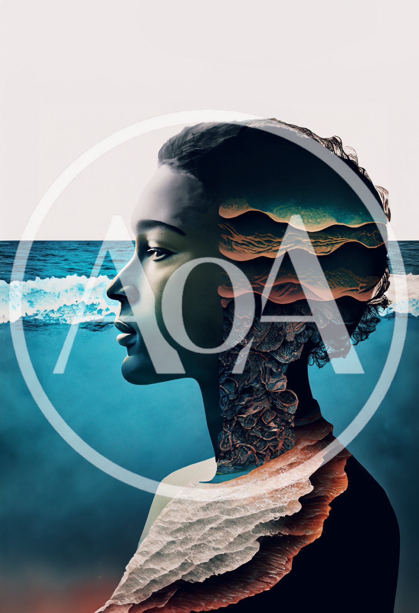 Surreal Double Exposure Portrait Of A Woman And Ocean