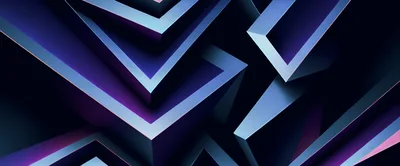 Abstract 3D Geometric Shapes With Blue And Purple Lighting