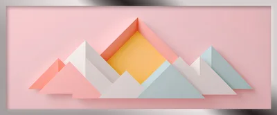 Minimalist Paper Cutout Mountain Range Illustration