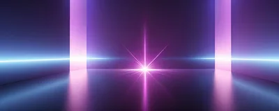 Abstract Neon Light Tunnel With Glowing Purple Lens Flare