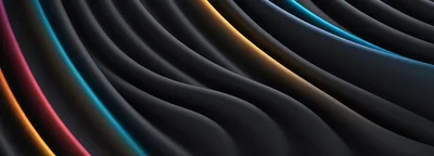 Abstract Dark Wavy Background With Colorful Glowing Edges