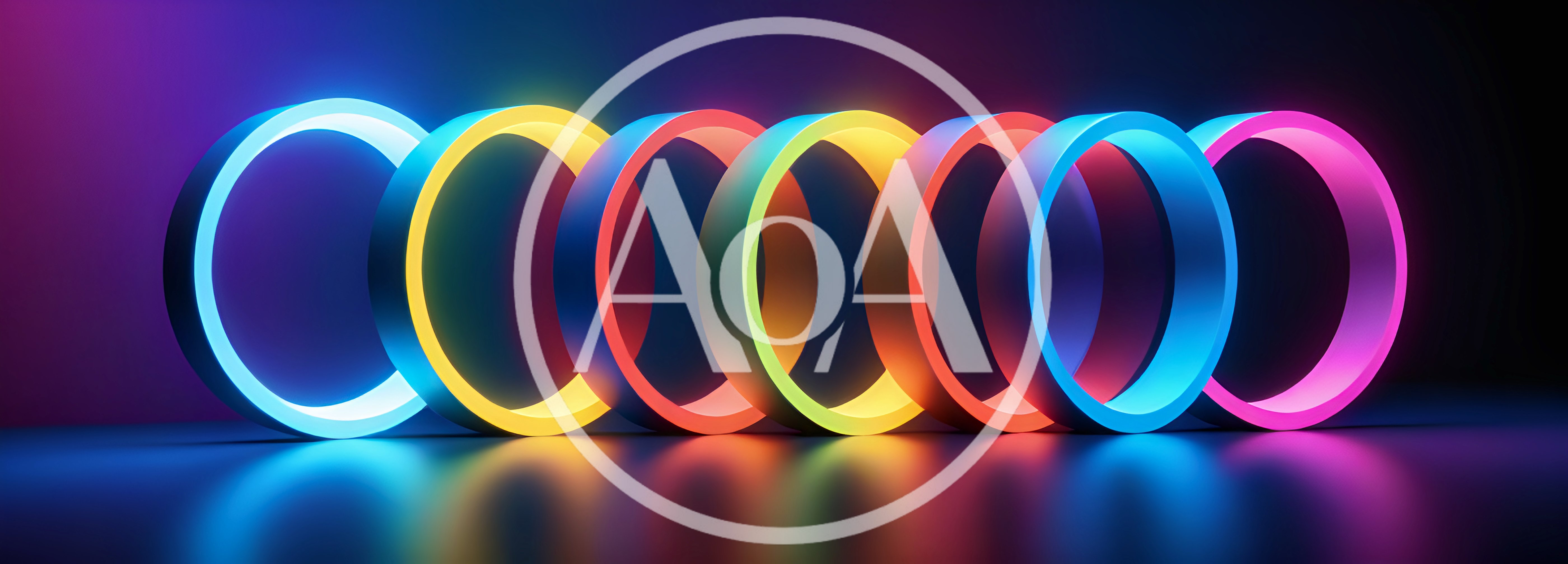 Abstract Neon Glowing Rings In A Row
