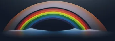 Abstract Rainbow Arch Over Dark Reflective Surface