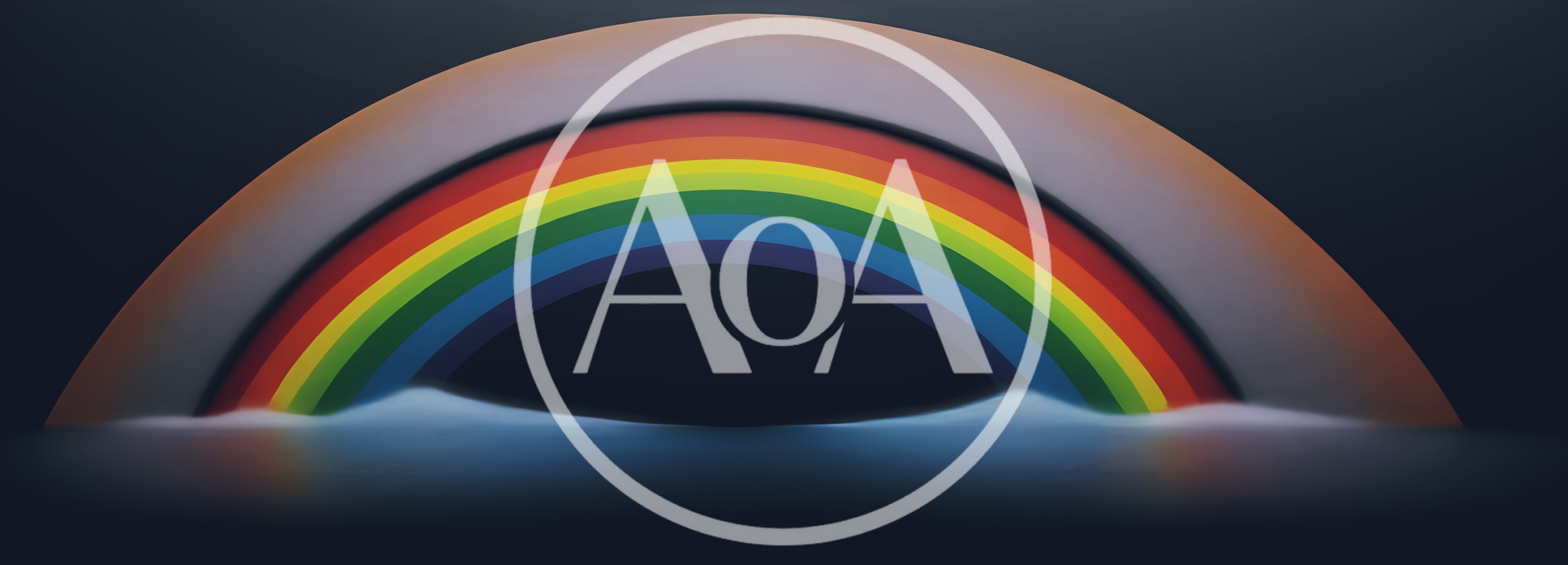 Abstract Rainbow Arch Over Dark Reflective Surface