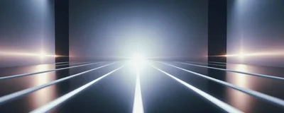 Futuristic Corridor With Glowing Light Lines
