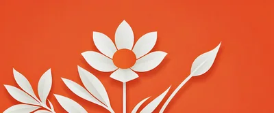 Paper Cutout Flower Illustration On Orange Background