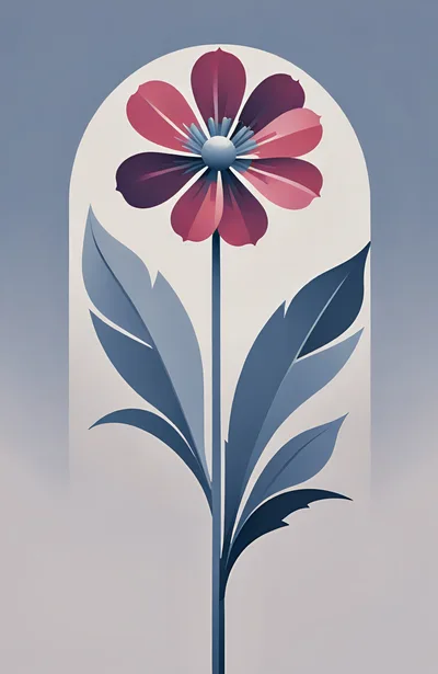 Minimalist Stylized Flower Illustration In Arch Frame