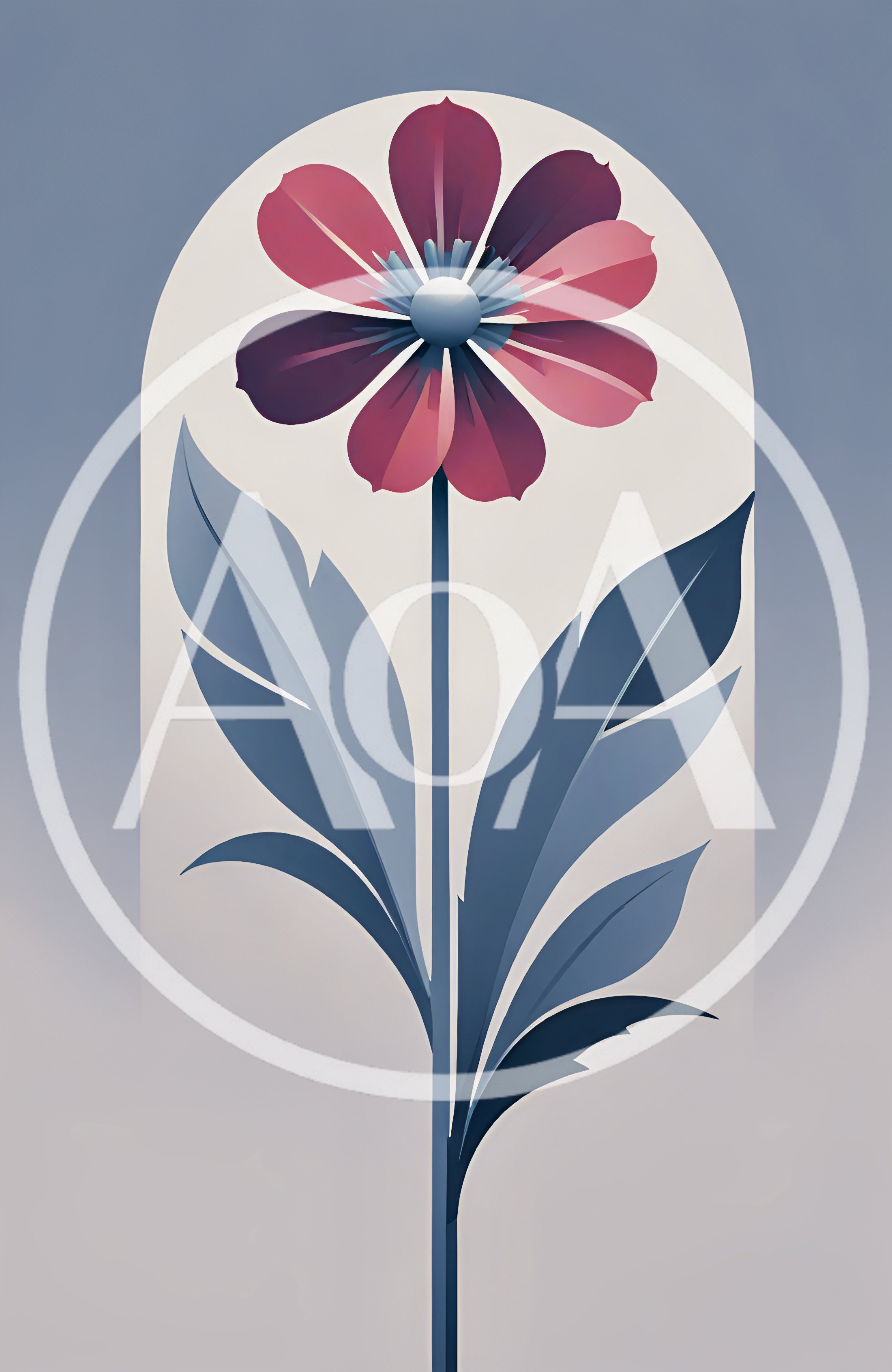 Minimalist Stylized Flower Illustration In Arch Frame