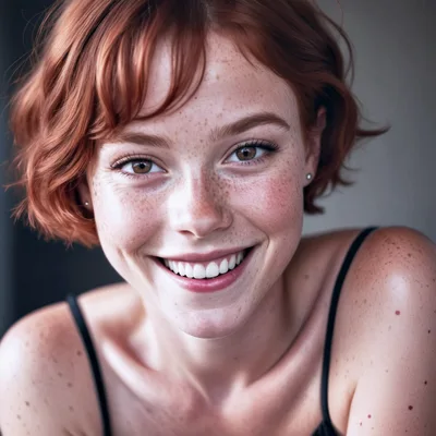 Portrait Of A Smiling Young Woman With Red Hair