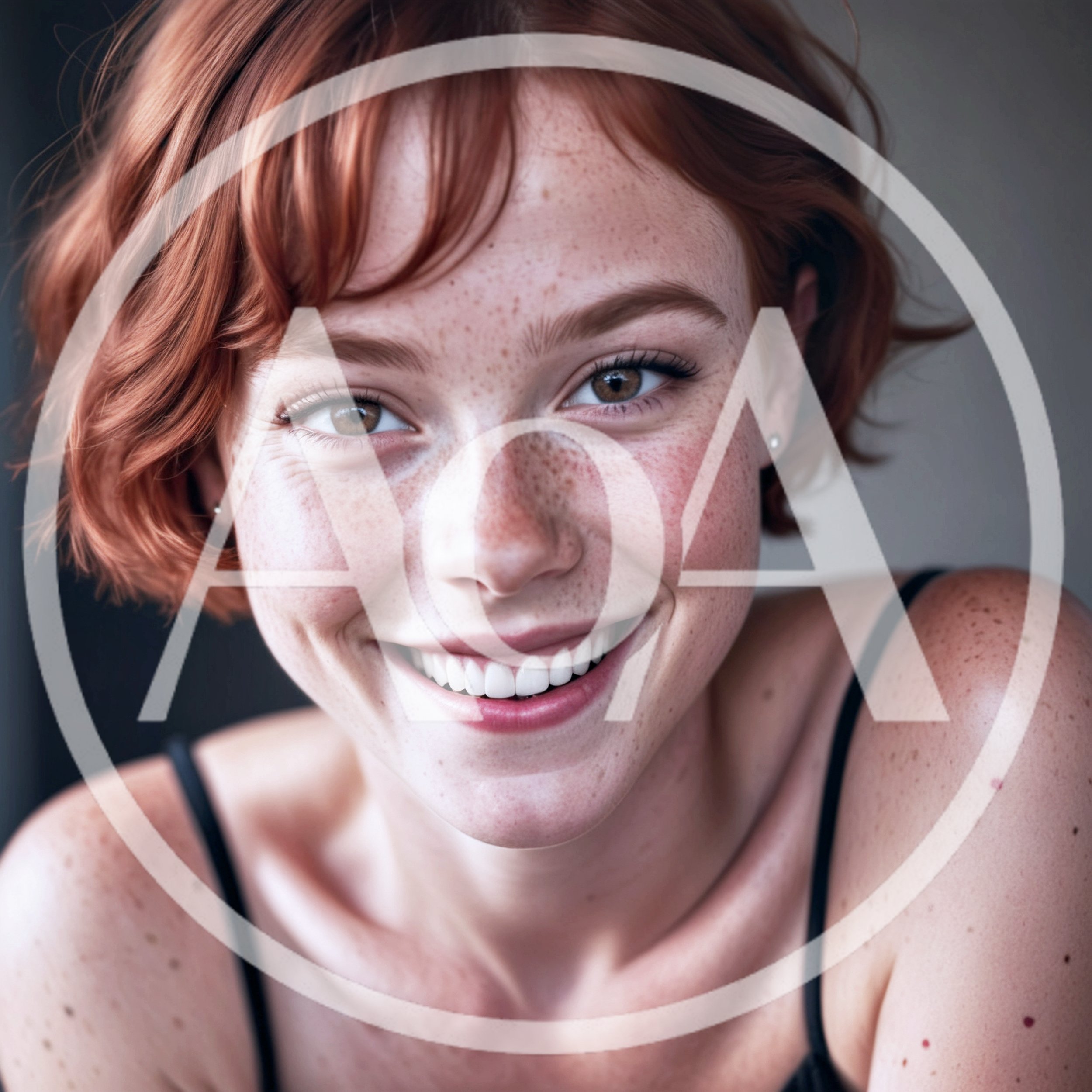 Portrait Of A Smiling Young Woman With Red Hair
