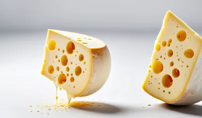 Two Wedges Of Swiss Cheese With Melting Texture
