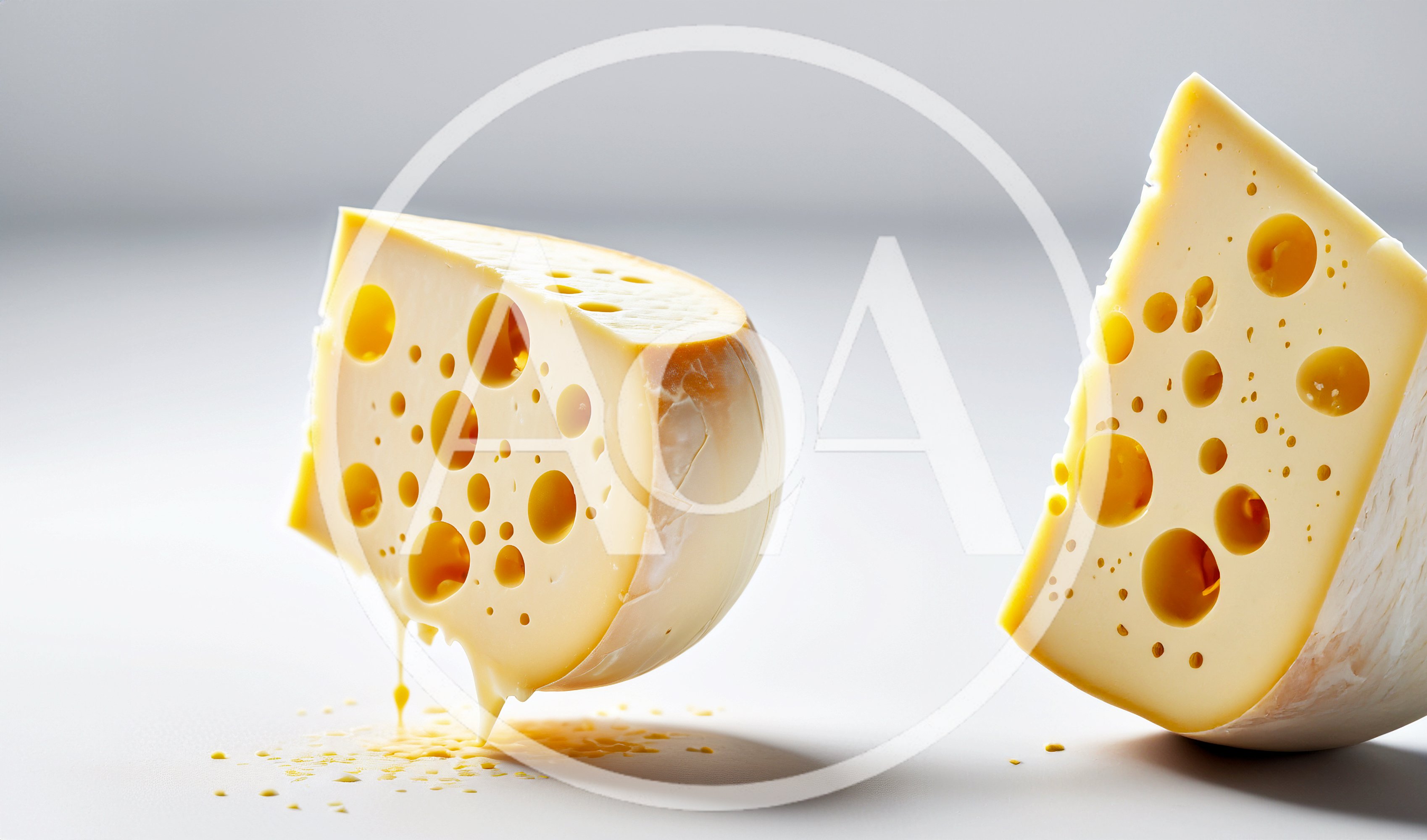 Two Wedges Of Swiss Cheese With Melting Texture