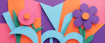 Abstract Paper Cutout Floral Design Background