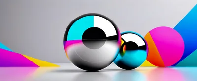 Abstract 3D Spheres With Vibrant Geometric Background