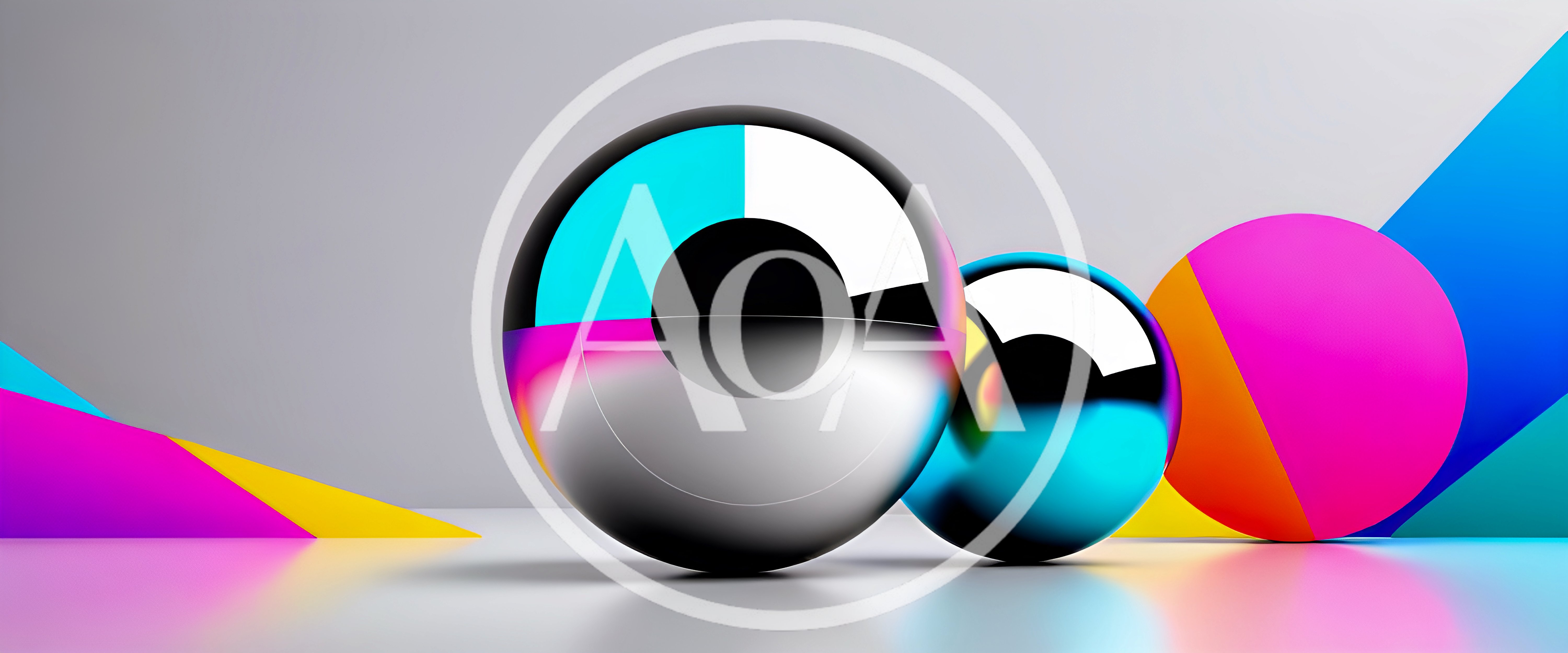 Abstract 3D Spheres With Vibrant Geometric Background