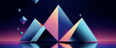 Abstract Geometric Pyramids With Floating Crystals