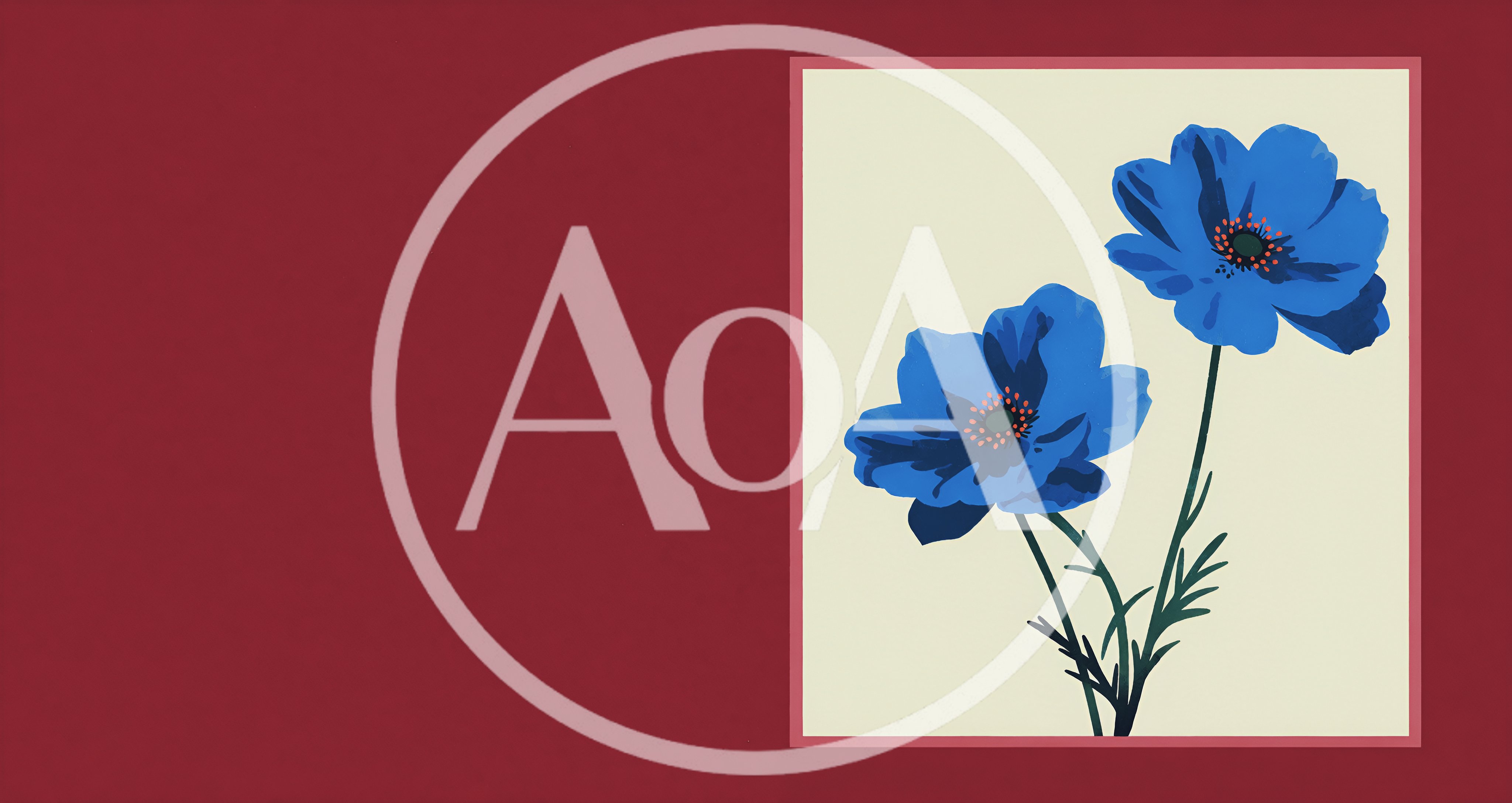 Two Blue Anemone Flowers On Cream Background
