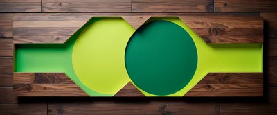 Abstract Wooden Frame With Green Circular Cutouts