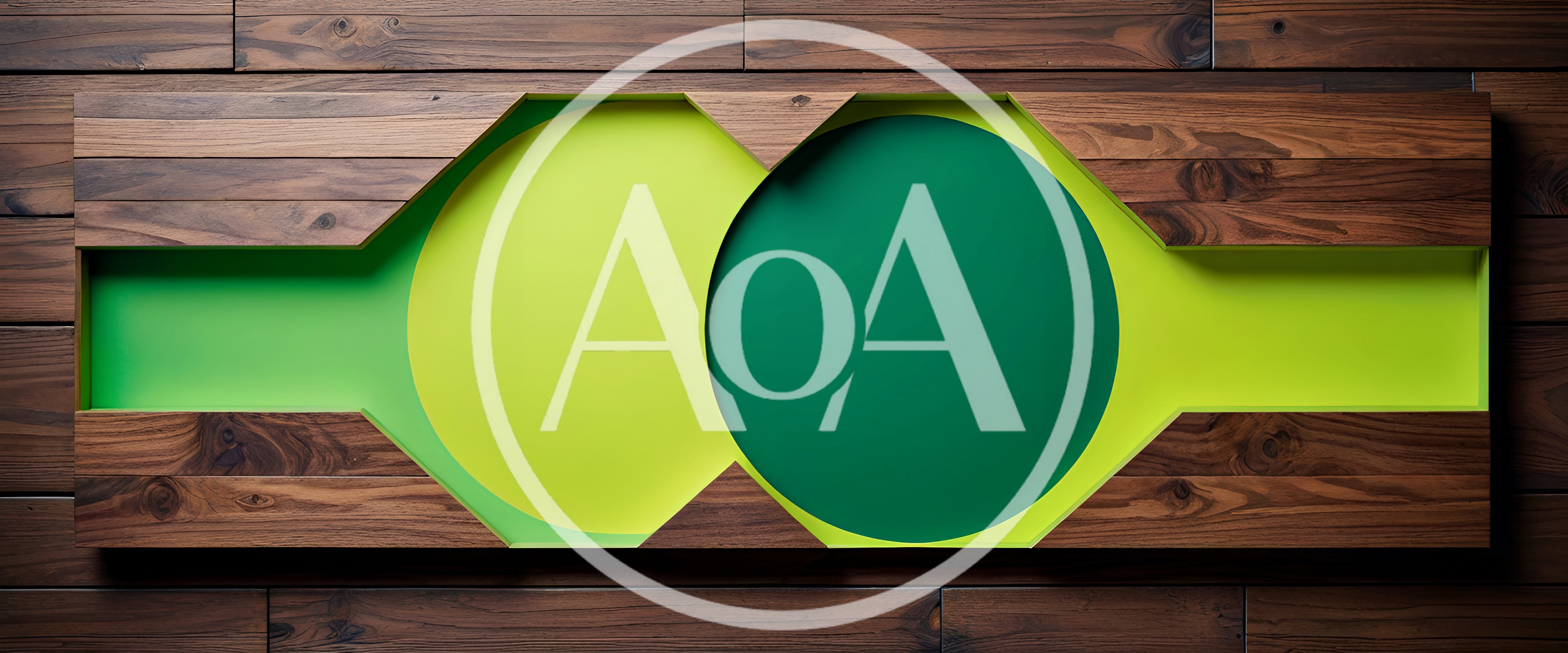 Abstract Wooden Frame With Green Circular Cutouts