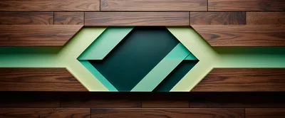 Abstract Geometric Wood And Green Panel Background