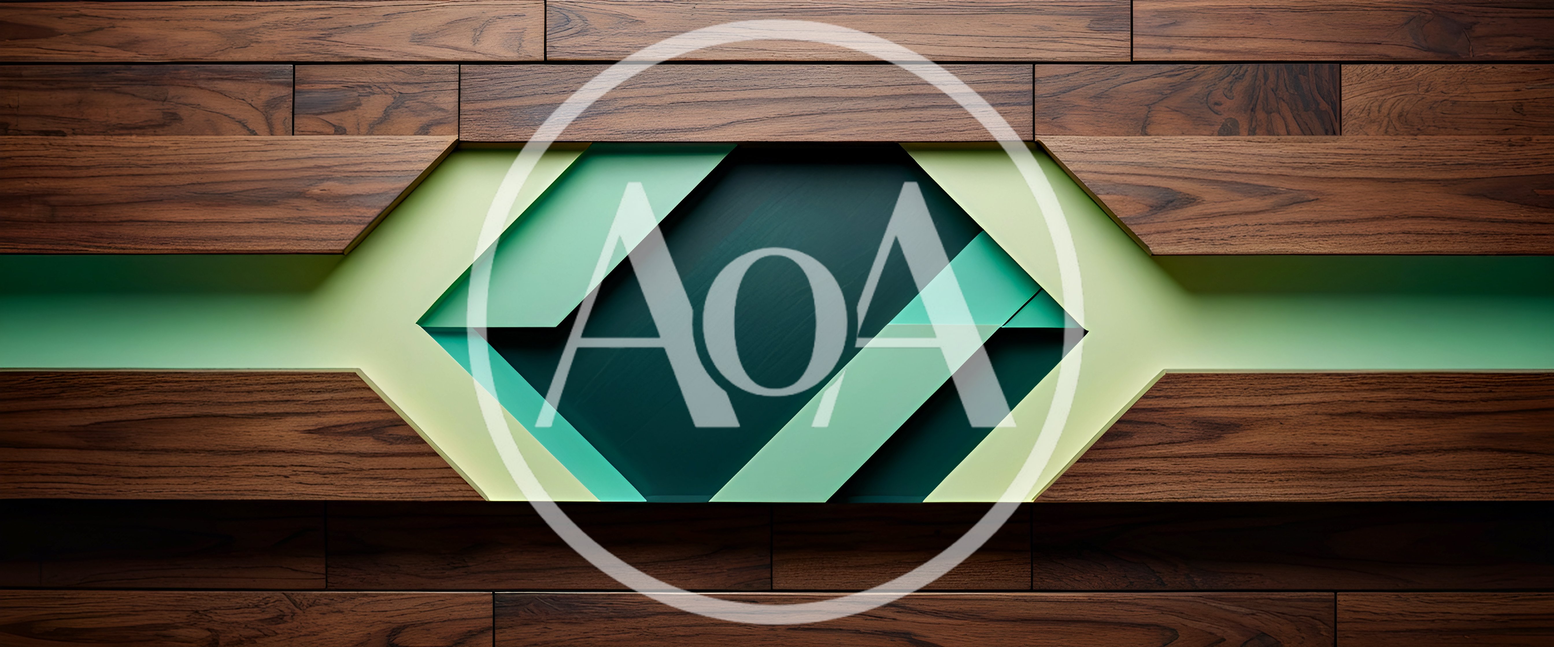 Abstract Geometric Wood And Green Panel Background