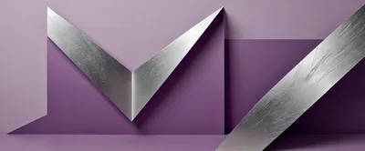 Abstract Metallic V Shape on Purple Background