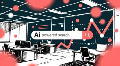 AI Powered Search Bar Concept in Modern Office Illustration
