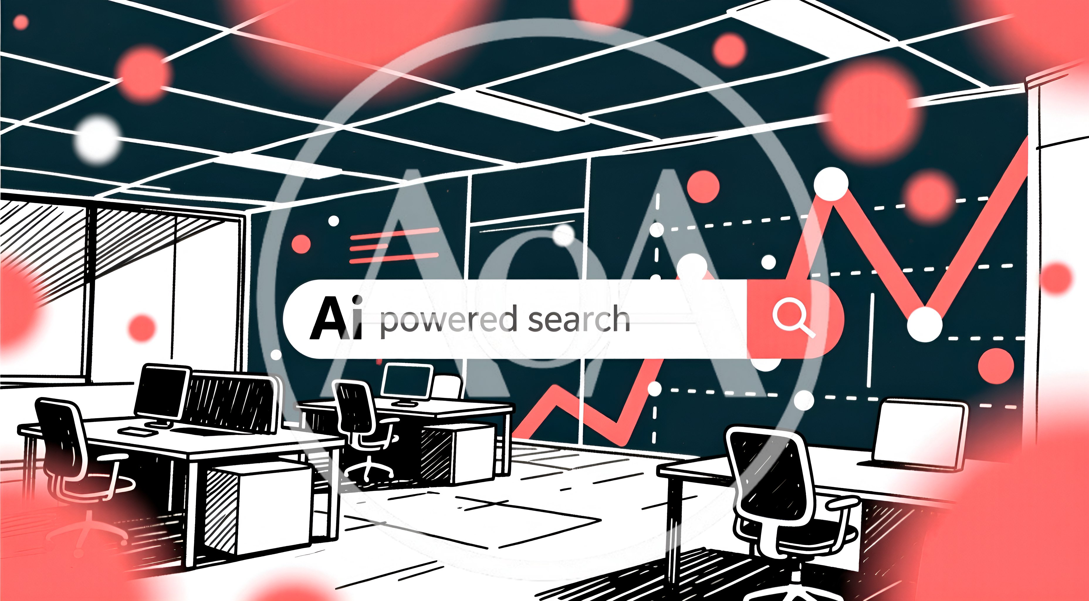 AI Powered Search Bar Concept in Modern Office Illustration