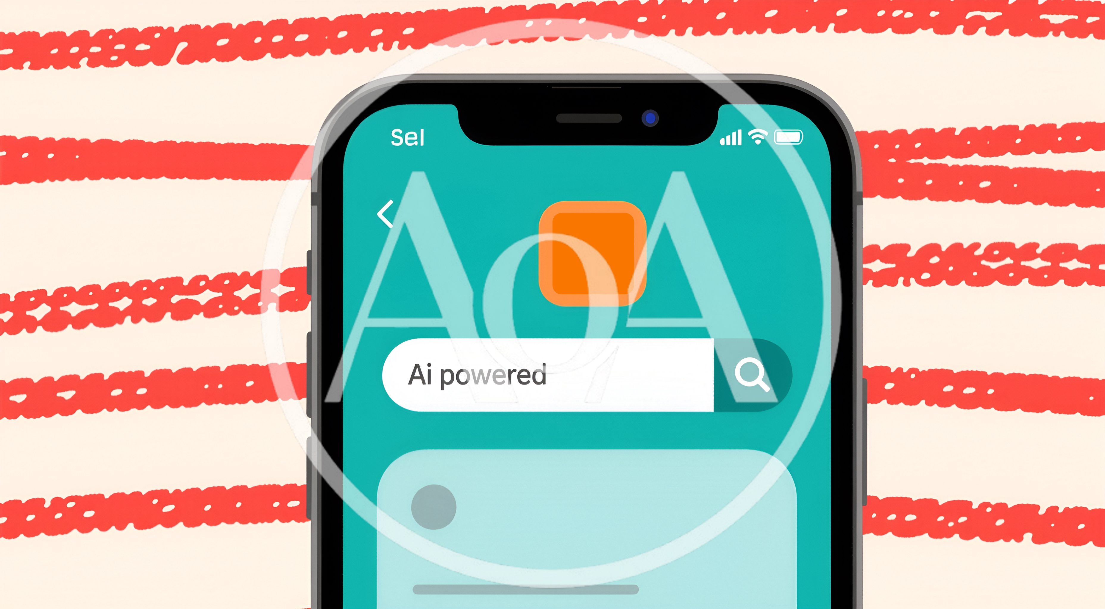 Smartphone Display Showing AI Powered Search Bar Interface