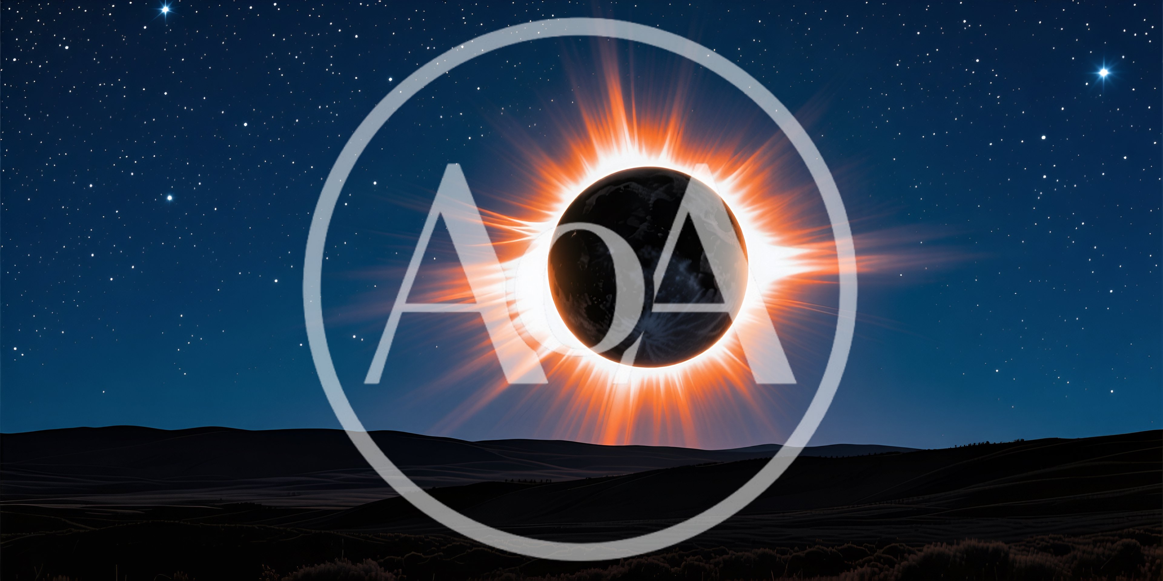 Total Solar Eclipse Over A Dark Desert Landscape