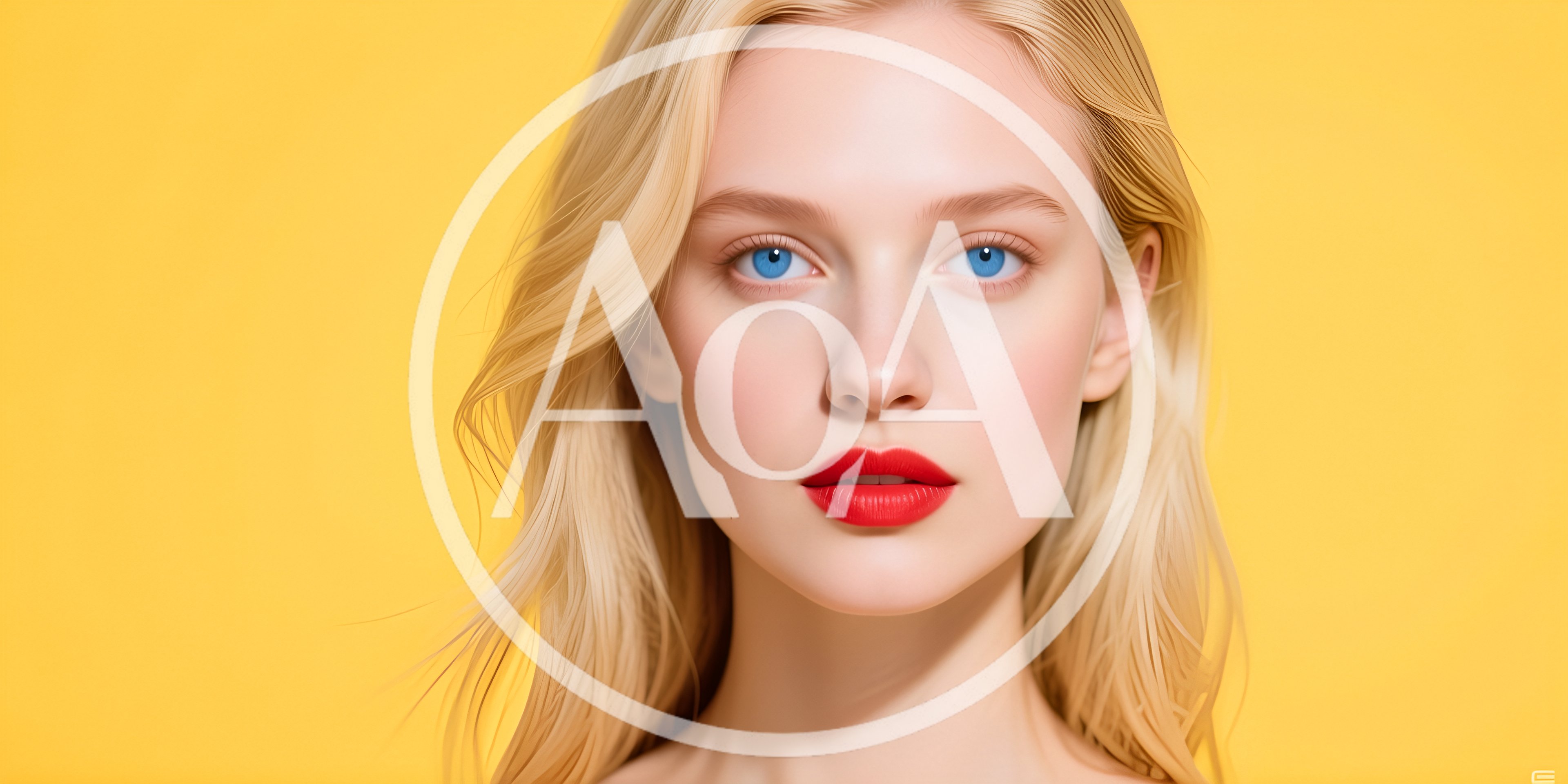 Portrait Of A Beautiful Blonde Woman With Blue Eyes
