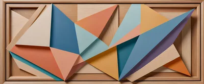 Abstract Geometric Wood And Painted Panel Art