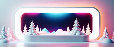 Minimalist Christmas Product Display Stage With Snowy Trees