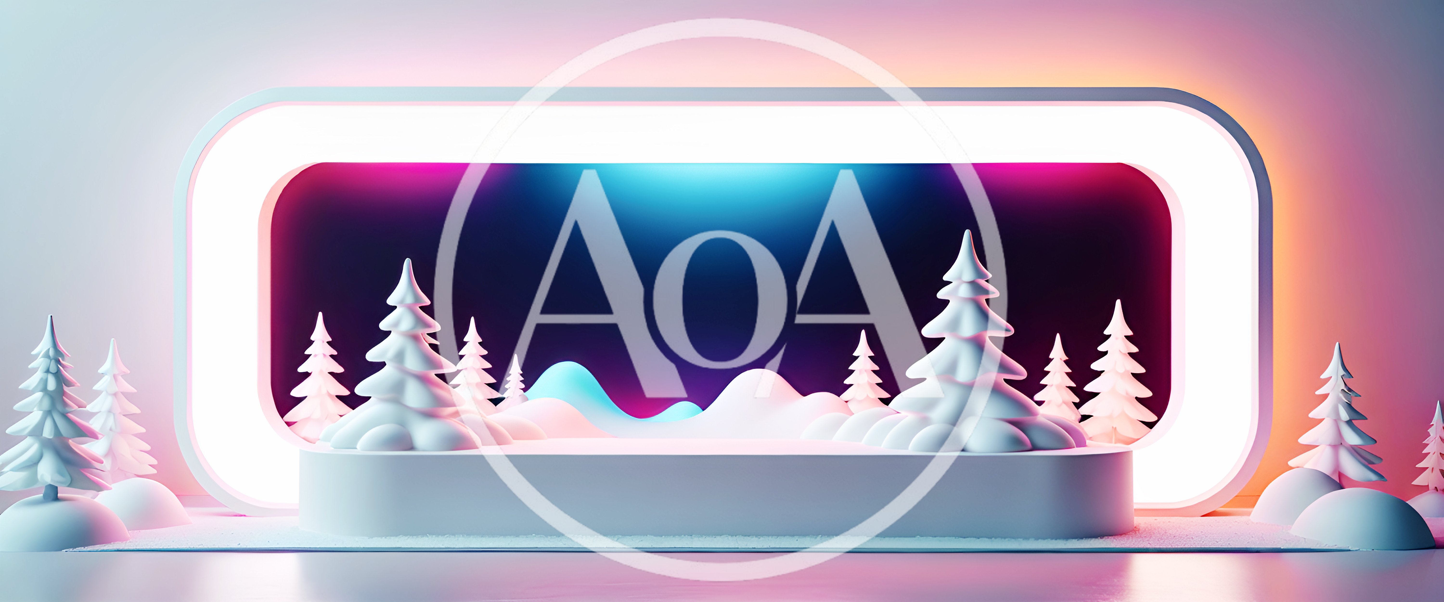 Minimalist Christmas Product Display Stage With Snowy Trees