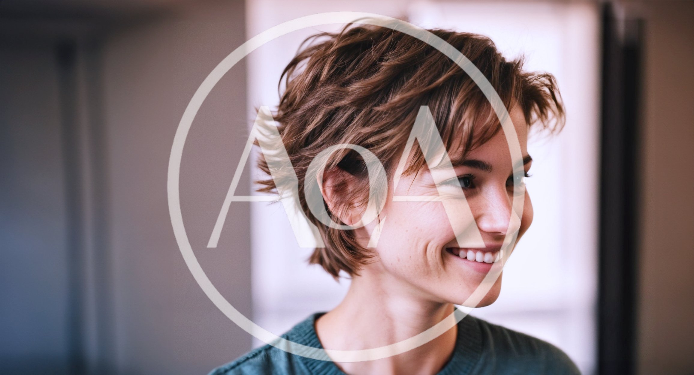 Portrait Of A Smiling Young Woman With Short Hair