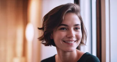 Portrait Of A Smiling Young Woman Near A Window