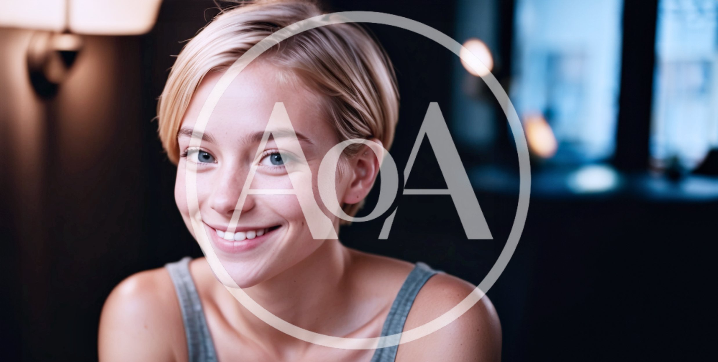 Portrait Of A Smiling Young Woman With Short Blonde Hair