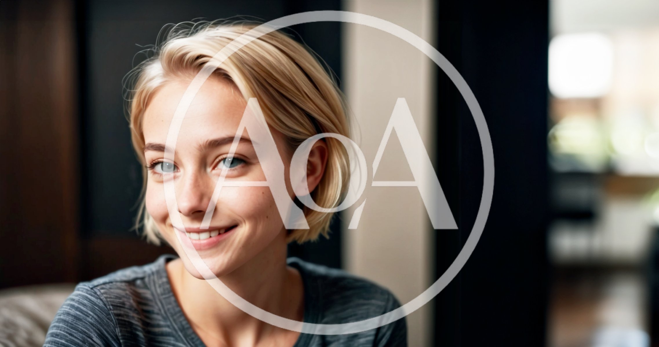 Portrait Of A Smiling Young Woman With Short Blonde Hair