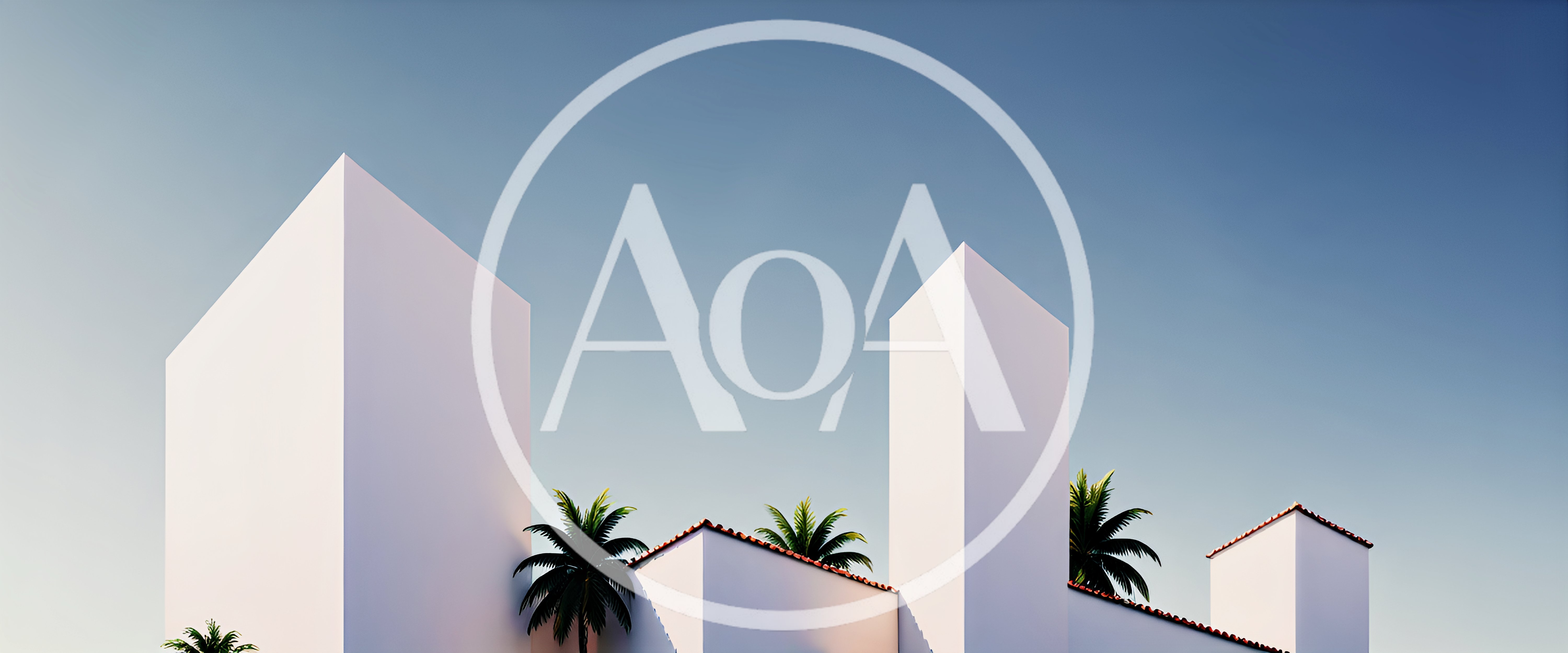 Minimalist White Modern Buildings With Palm Trees