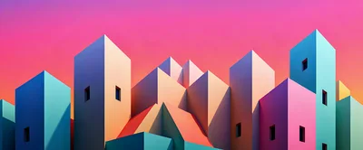 Abstract Geometric Cityscape With Vibrant Pastel Buildings