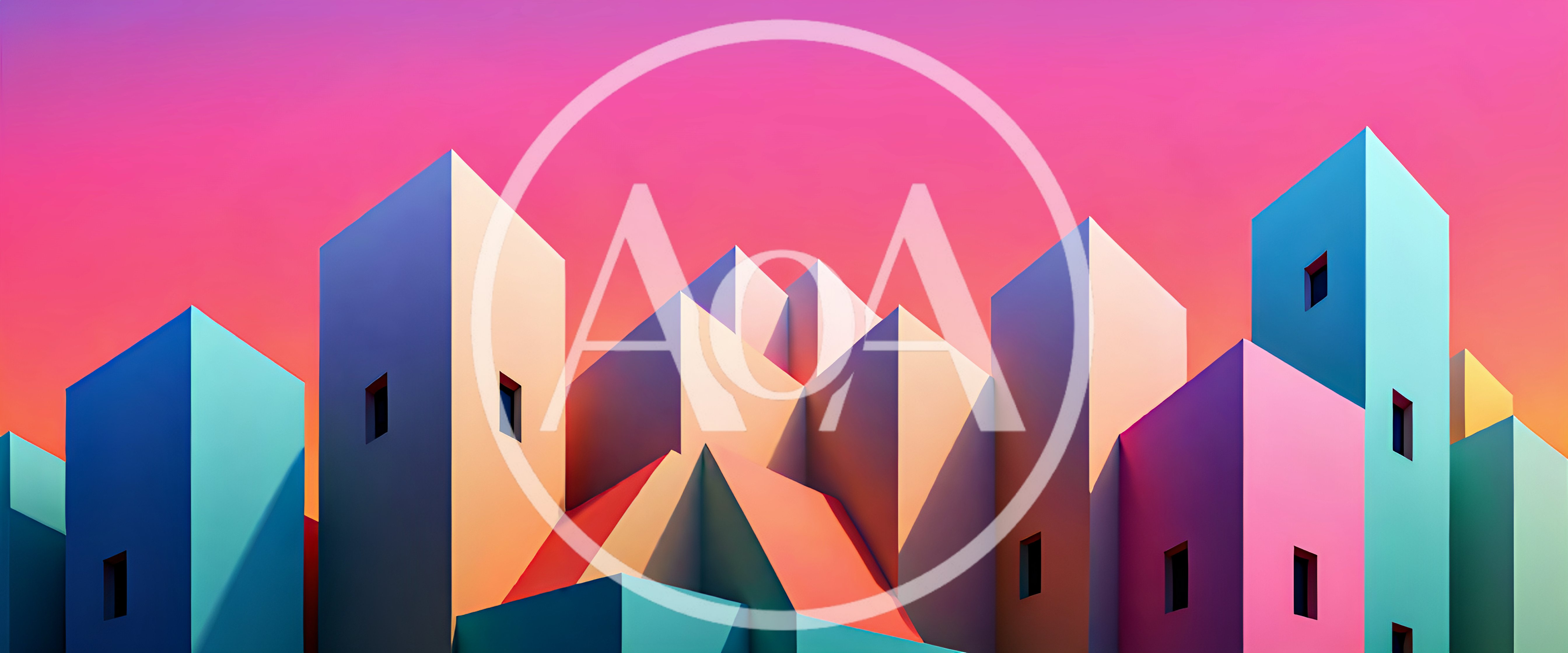 Abstract Geometric Cityscape With Vibrant Pastel Buildings