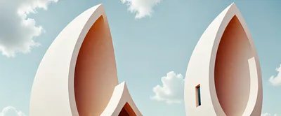 Modern Abstract Architectural Structures Against Blue Sky