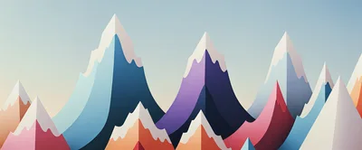 Minimalist Vector Illustration Of Colorful Mountain Peaks