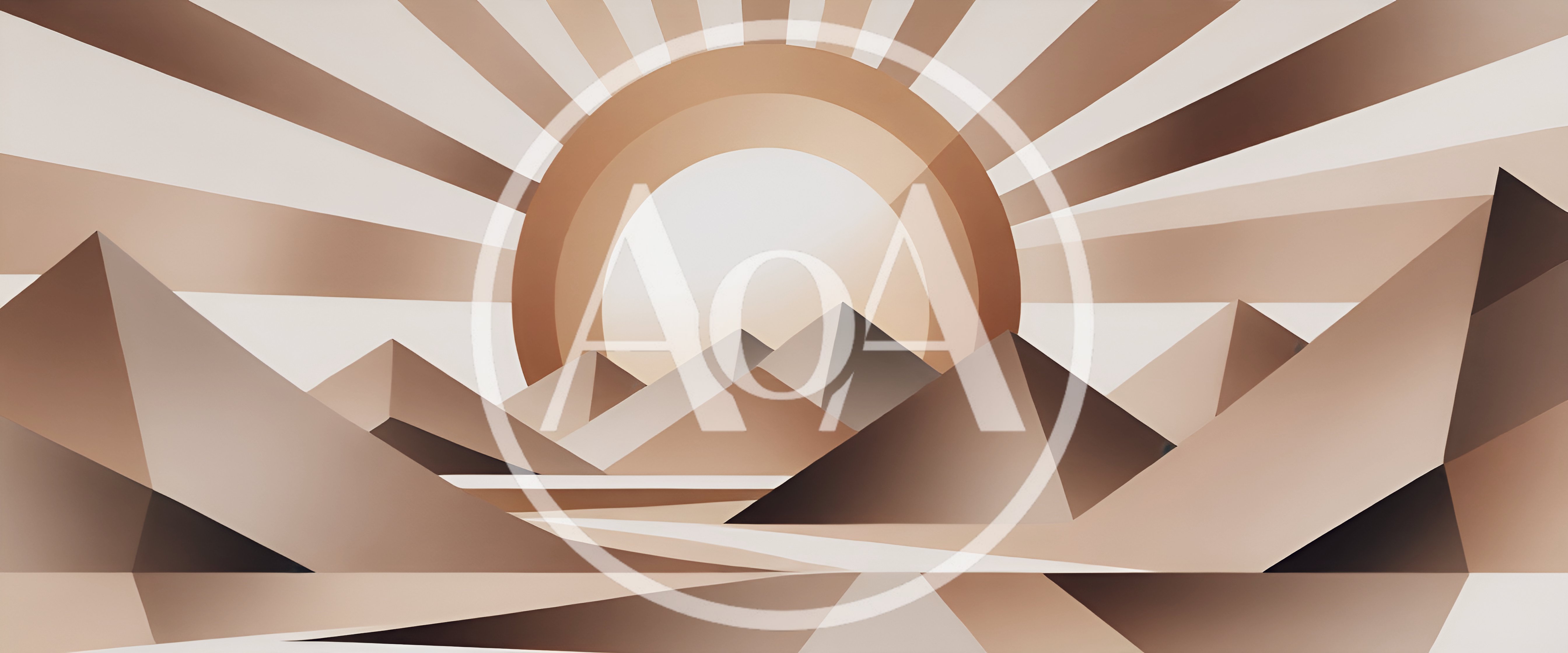 Abstract Geometric Desert Landscape With Sun Rays