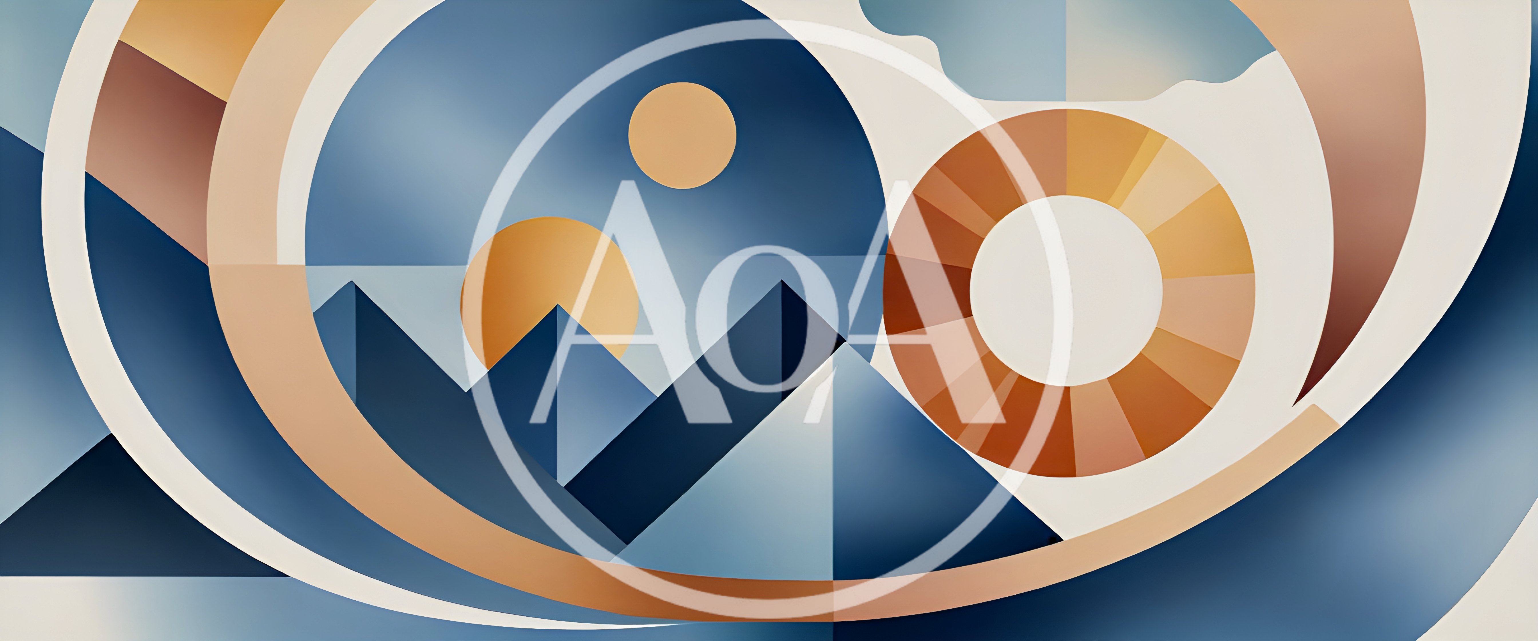 Abstract Geometric Landscape With Mountains And Celestial Orbs