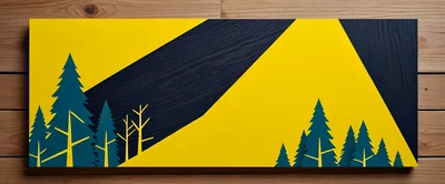 Abstract Geometric Forest Illustration On Wooden Background
