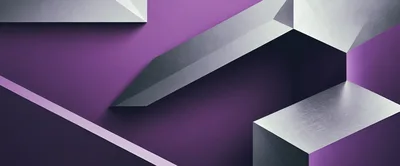Abstract Geometric Metal Shapes On Purple Background