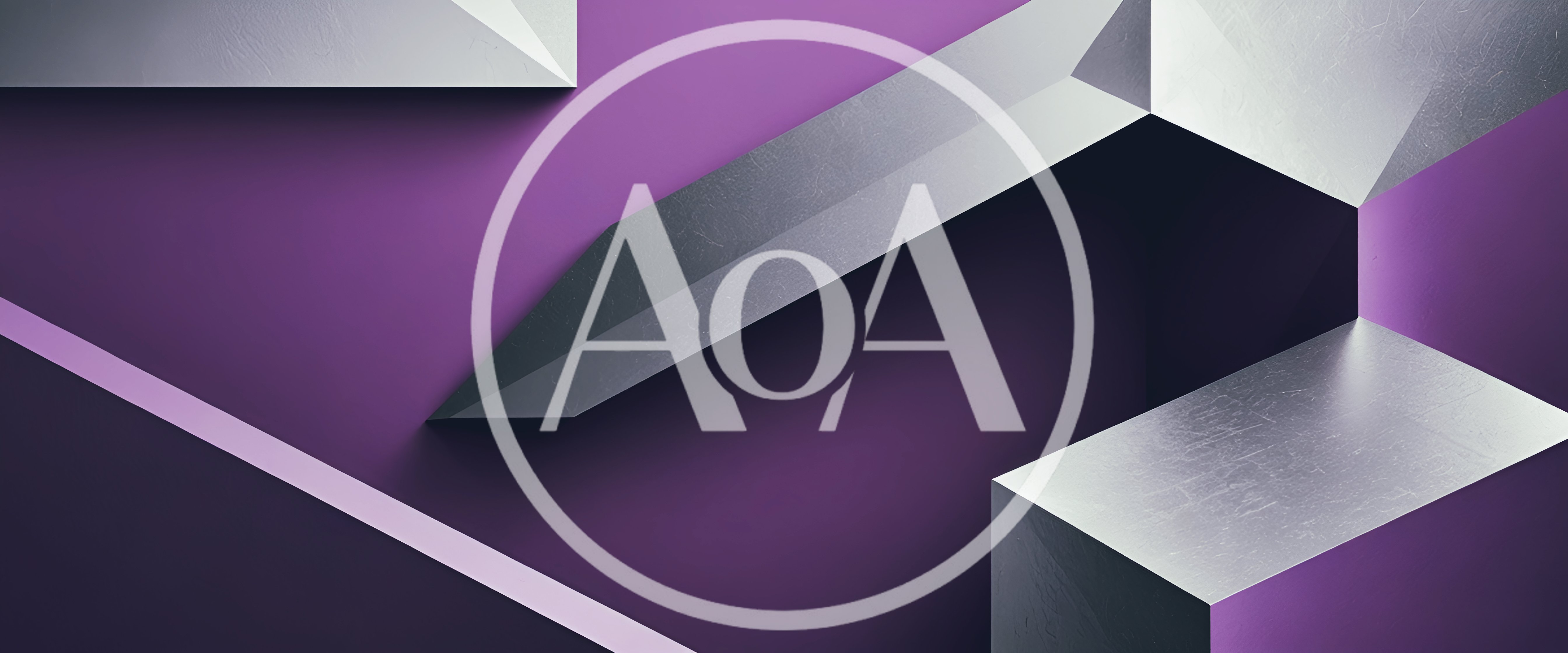 Abstract Geometric Metal Shapes On Purple Background