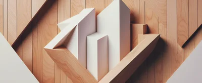 Abstract Geometric White Blocks On Wooden Background