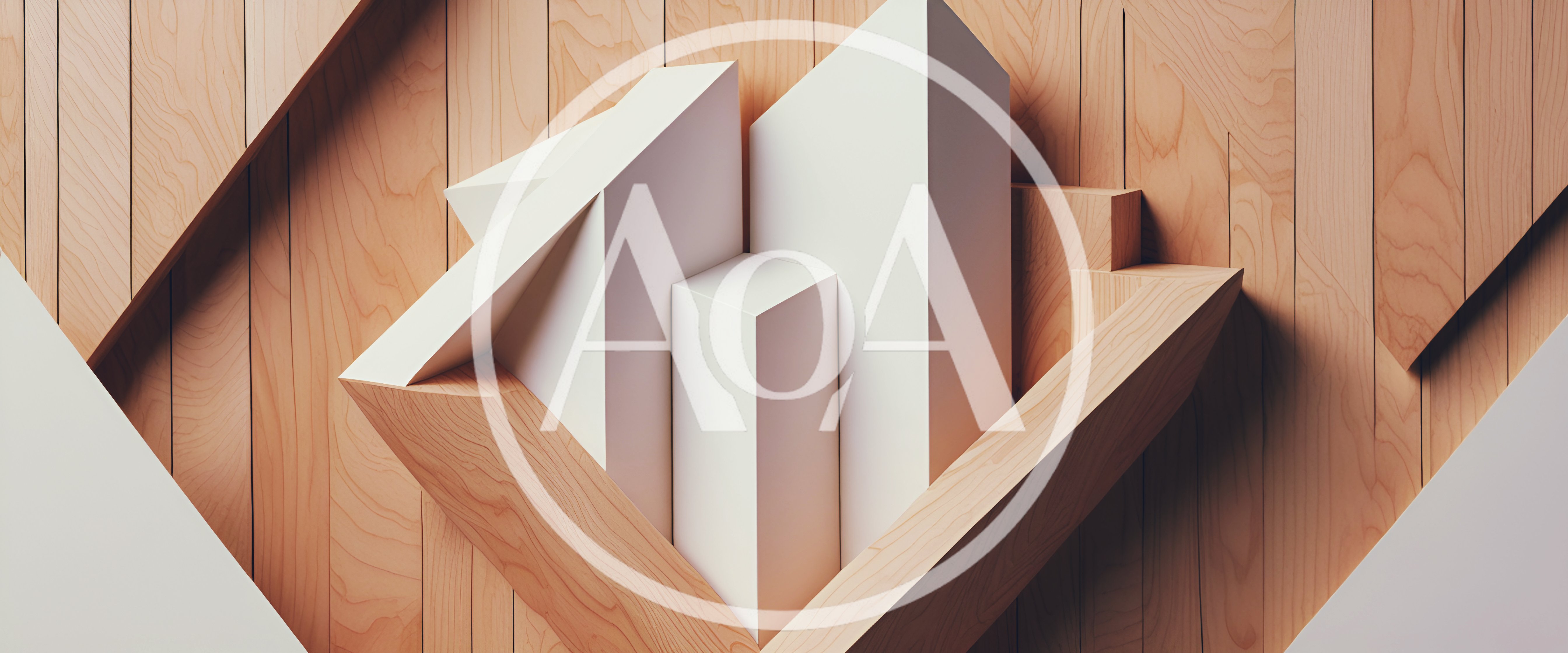 Abstract Geometric White Blocks On Wooden Background